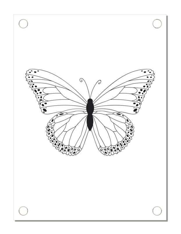 Tuinposter vlinder zwart wit