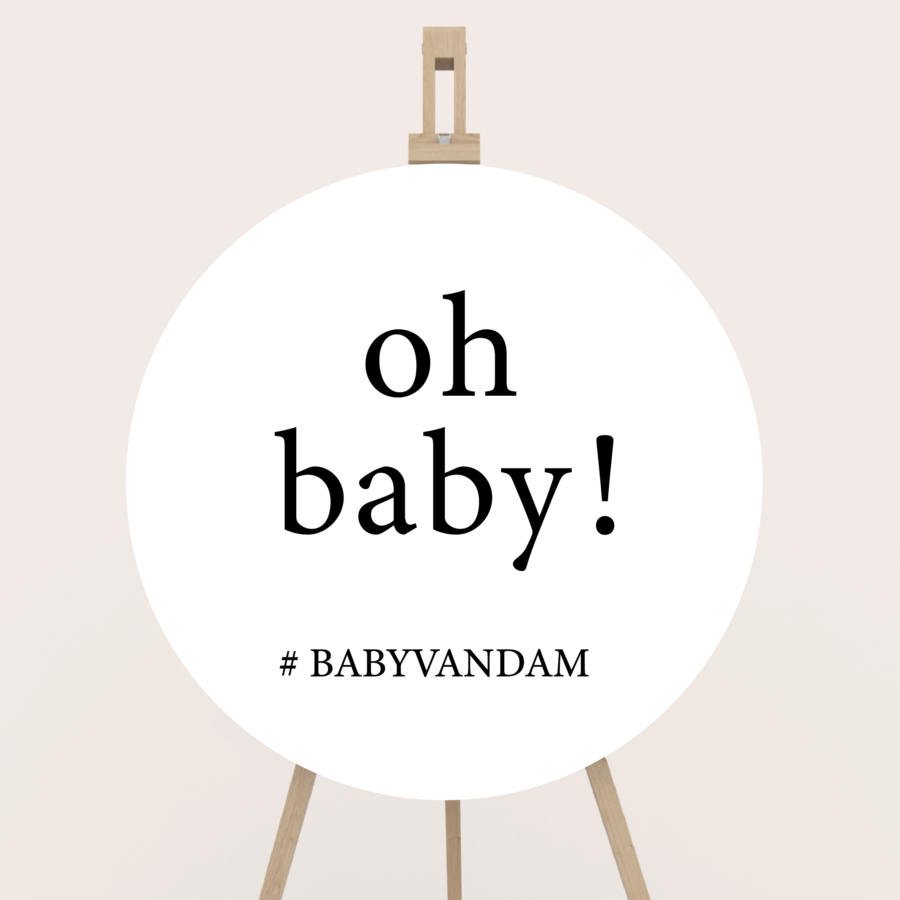 babyshowerbord welkomstbord rond oh baby