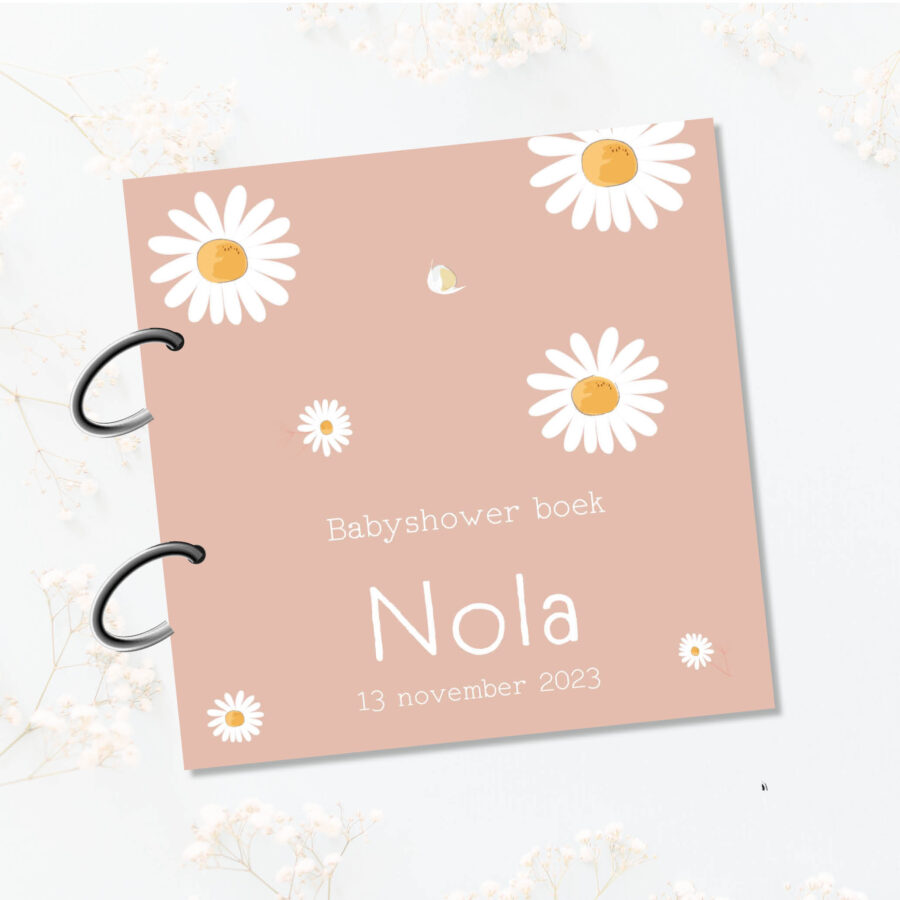 babyshower boek gepersonaliseerd invulboek madeliefjes