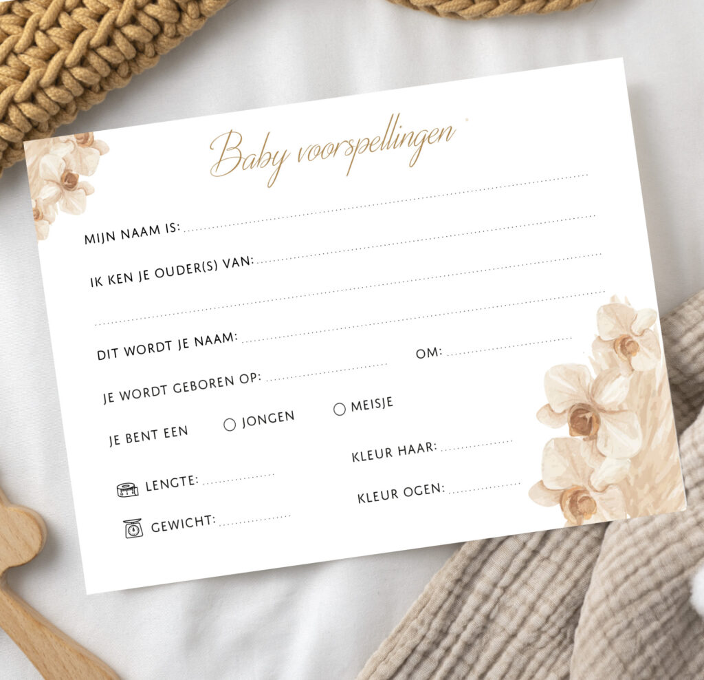 Babyshower invulkaarten pampas
