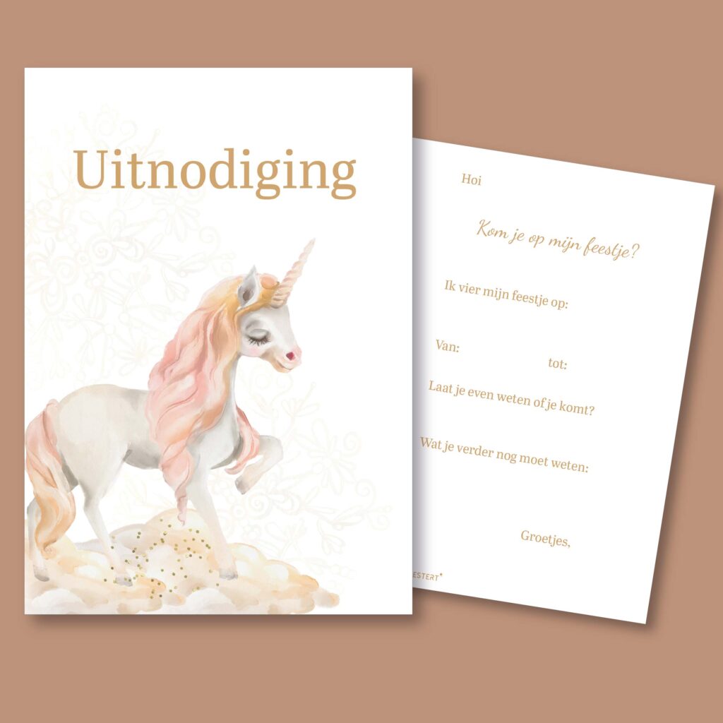 Uitnodiging kinderfeestje unicorn printable