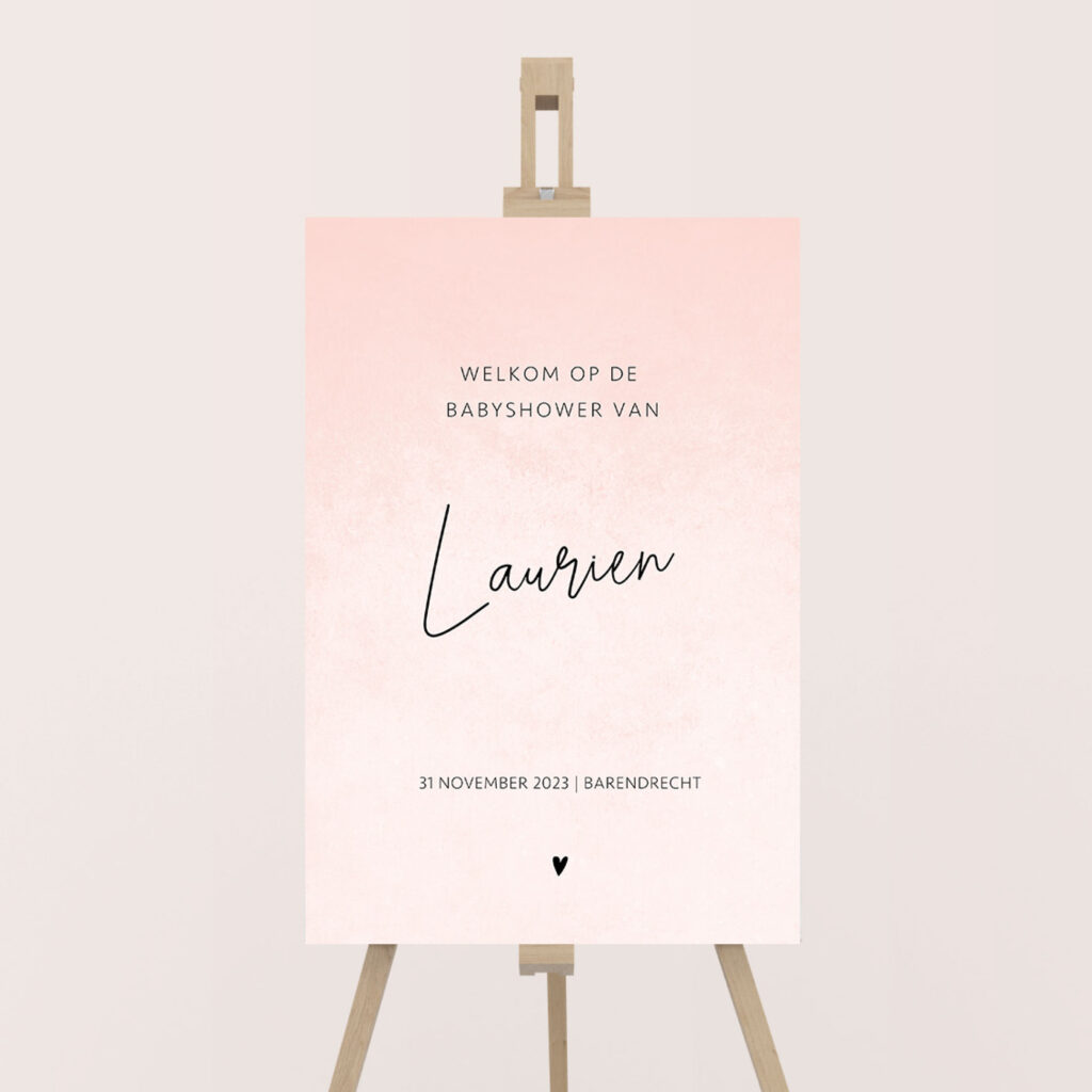 Welkomstbord babyshower roze