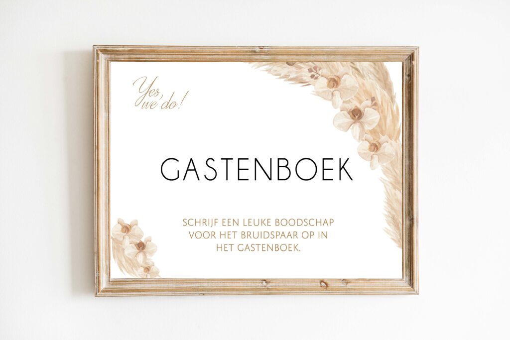 poster printable gastenboek pampas