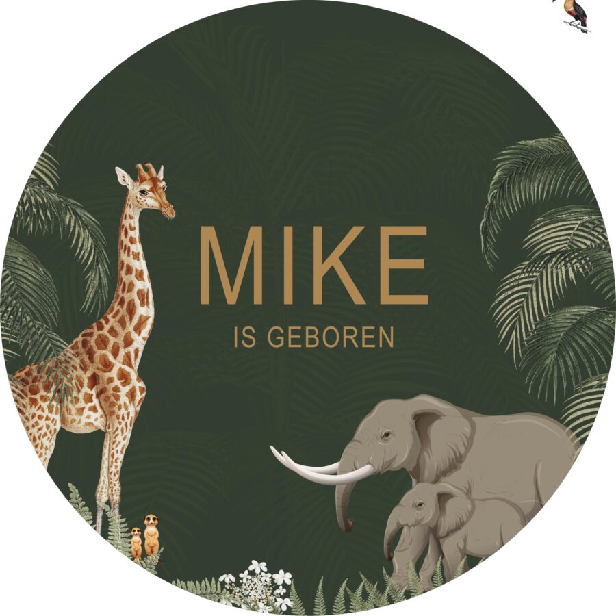 Geboorte raamsticker jungle groen