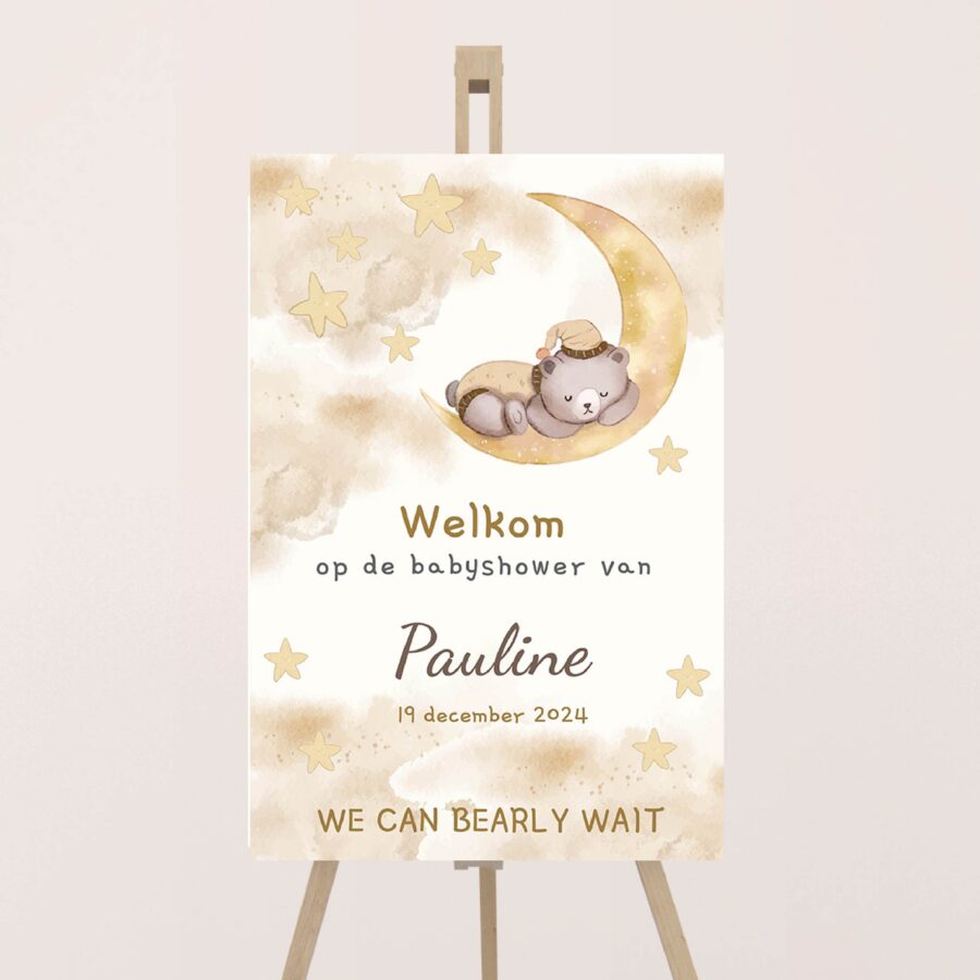 babyshowerbord welkomstbord we can bearly wait