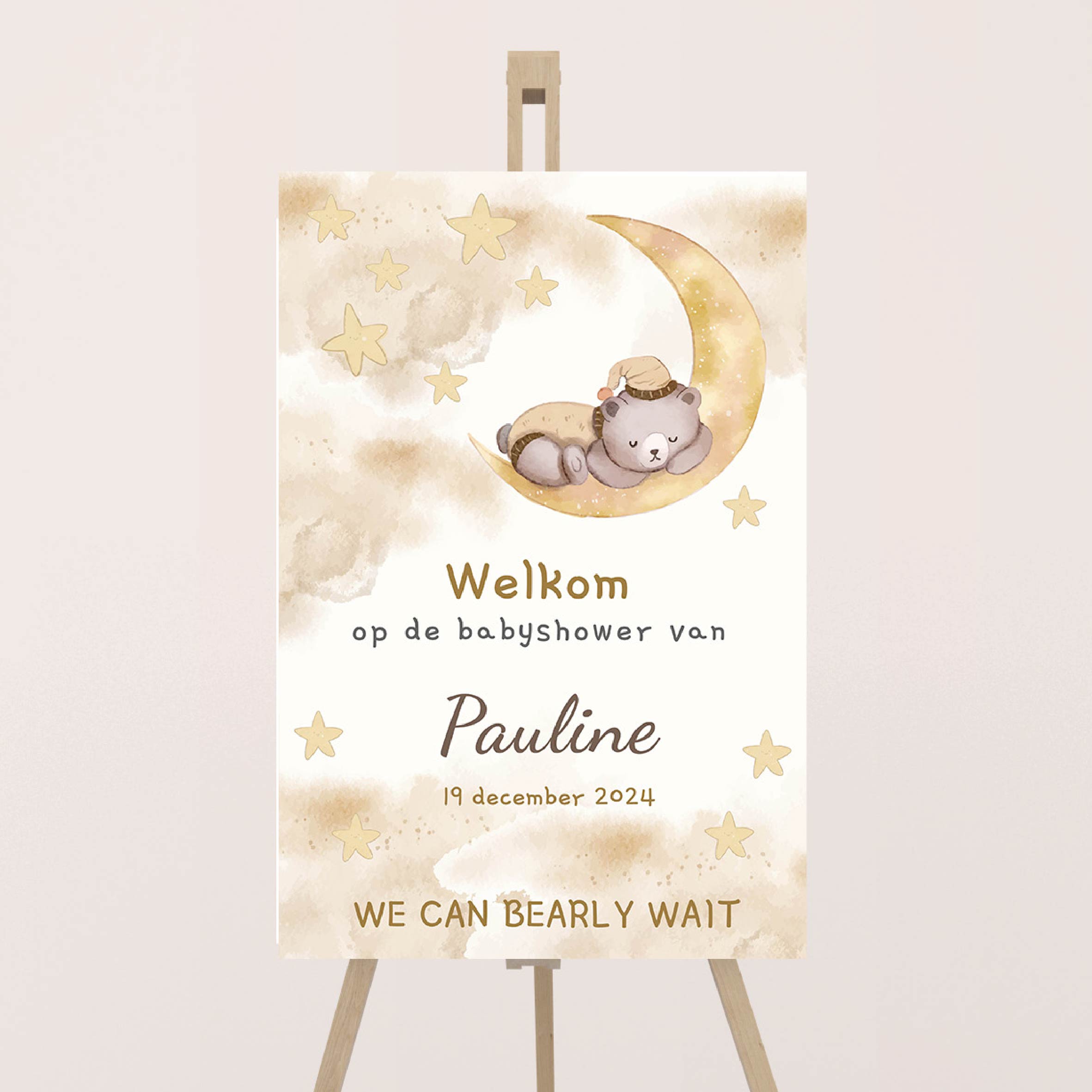 Welkomstbord babyshower | we can bearly wait