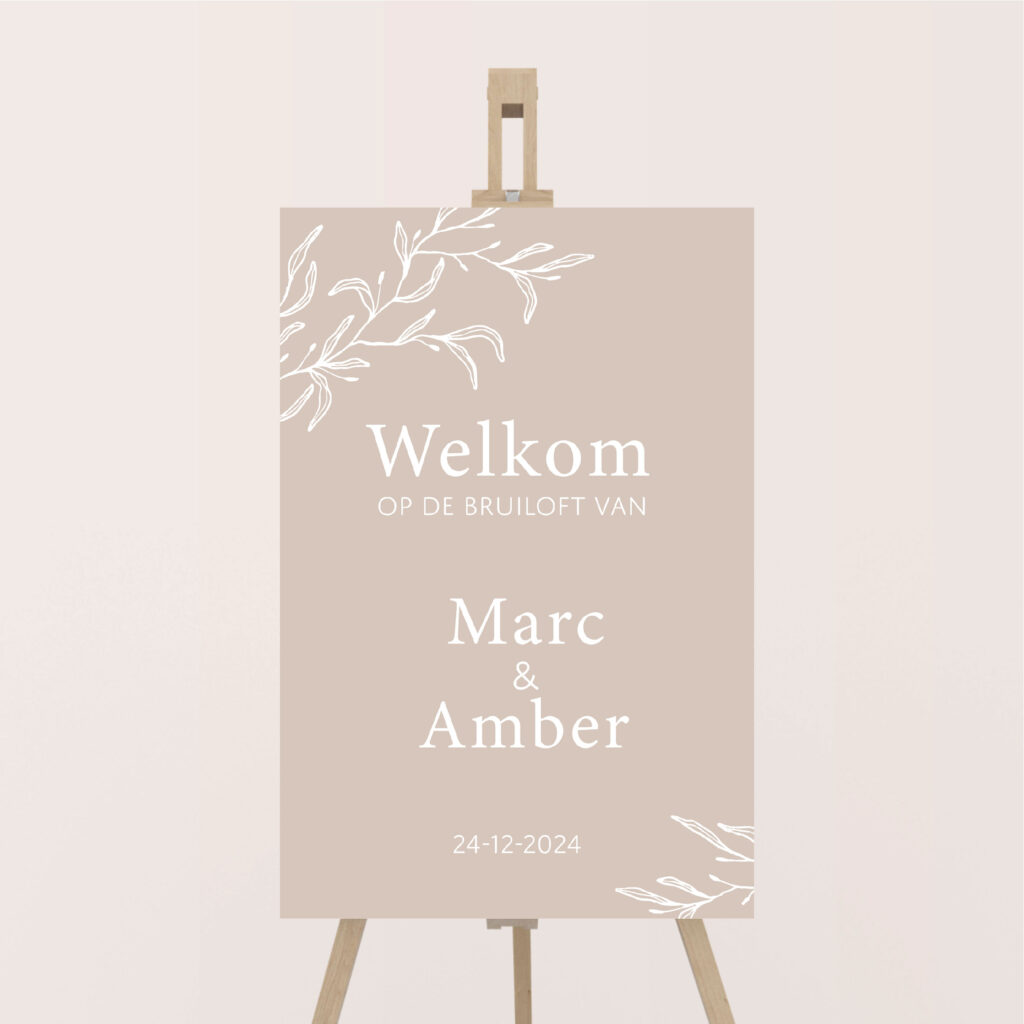 welkomsbord bruiloft elegant pastel