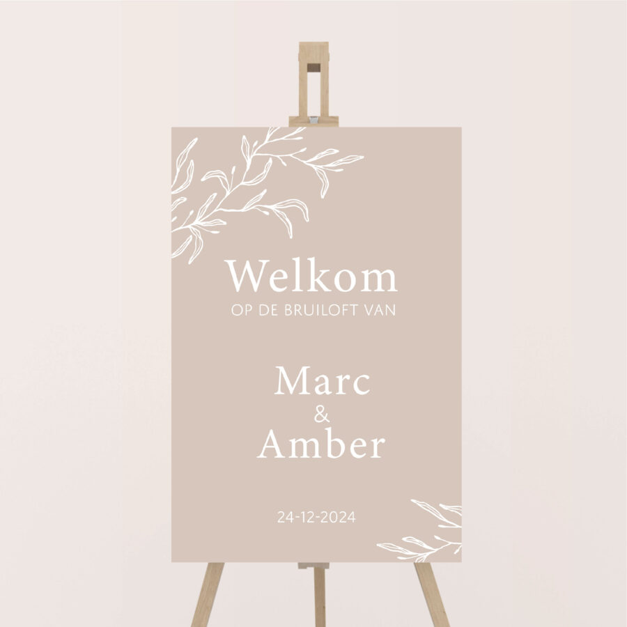 welkomsbord bruiloft elegant pastel