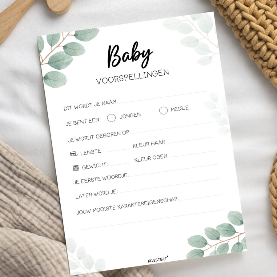 Babyshower invulkaarten leafs