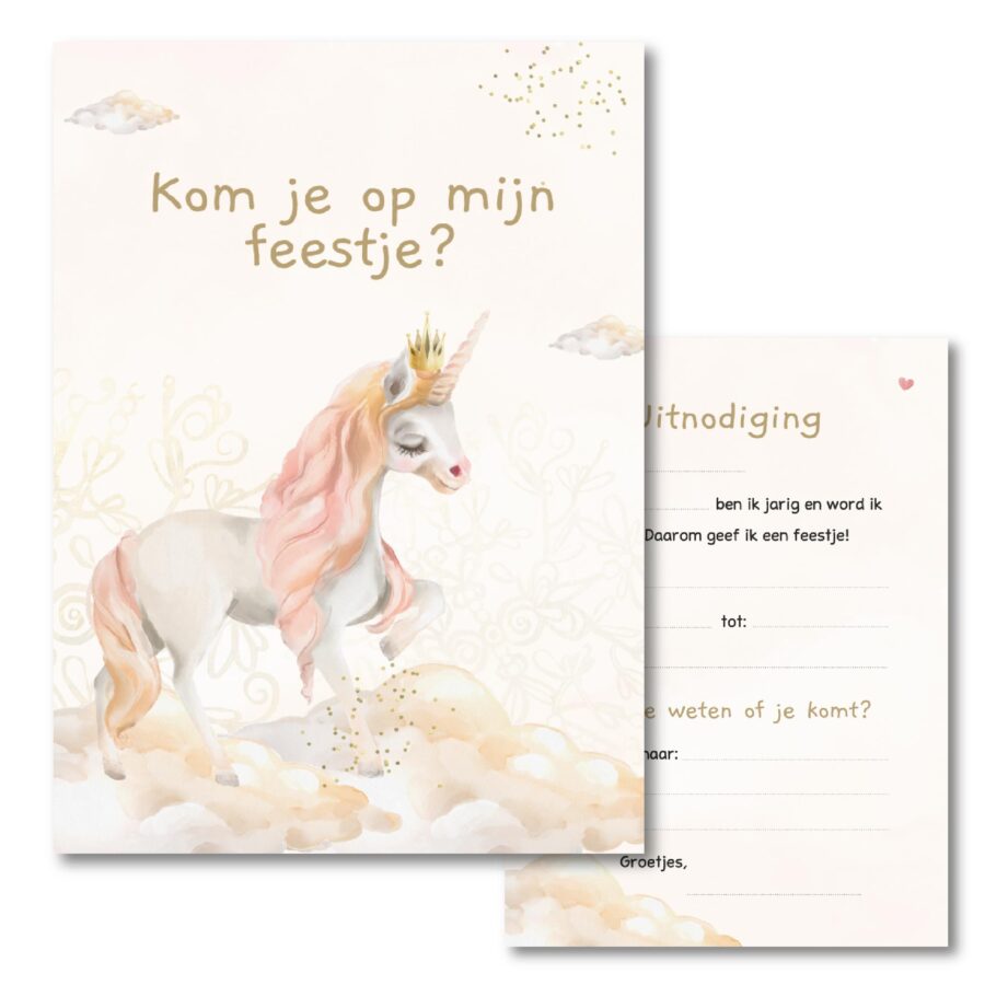 uitnodiging kinderfeestje unicorn