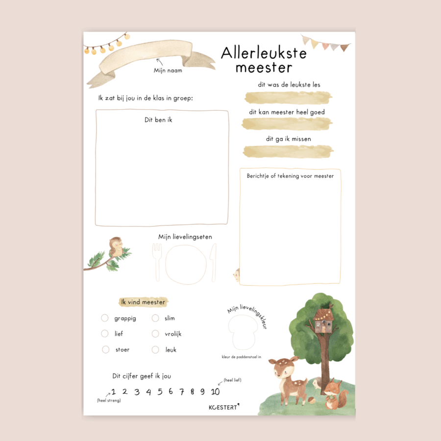 vriendenboekje voor meester printable dierenvriendjes