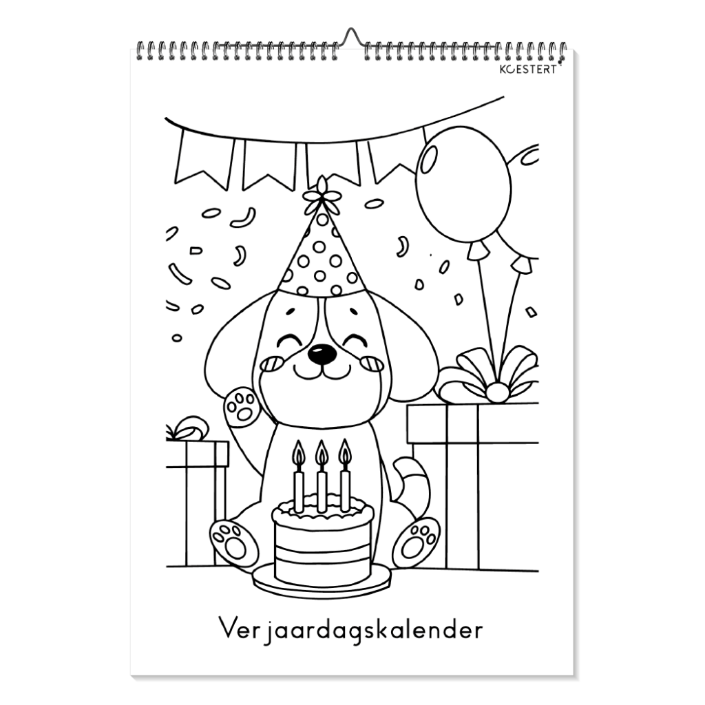 VERJAARDAGSKALENDER KLEUREN zwart-wit-printable