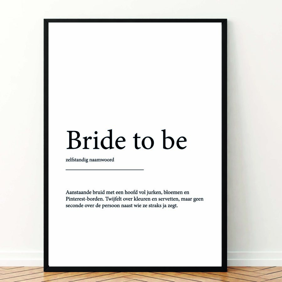 Bride to be definitie | printable | poster