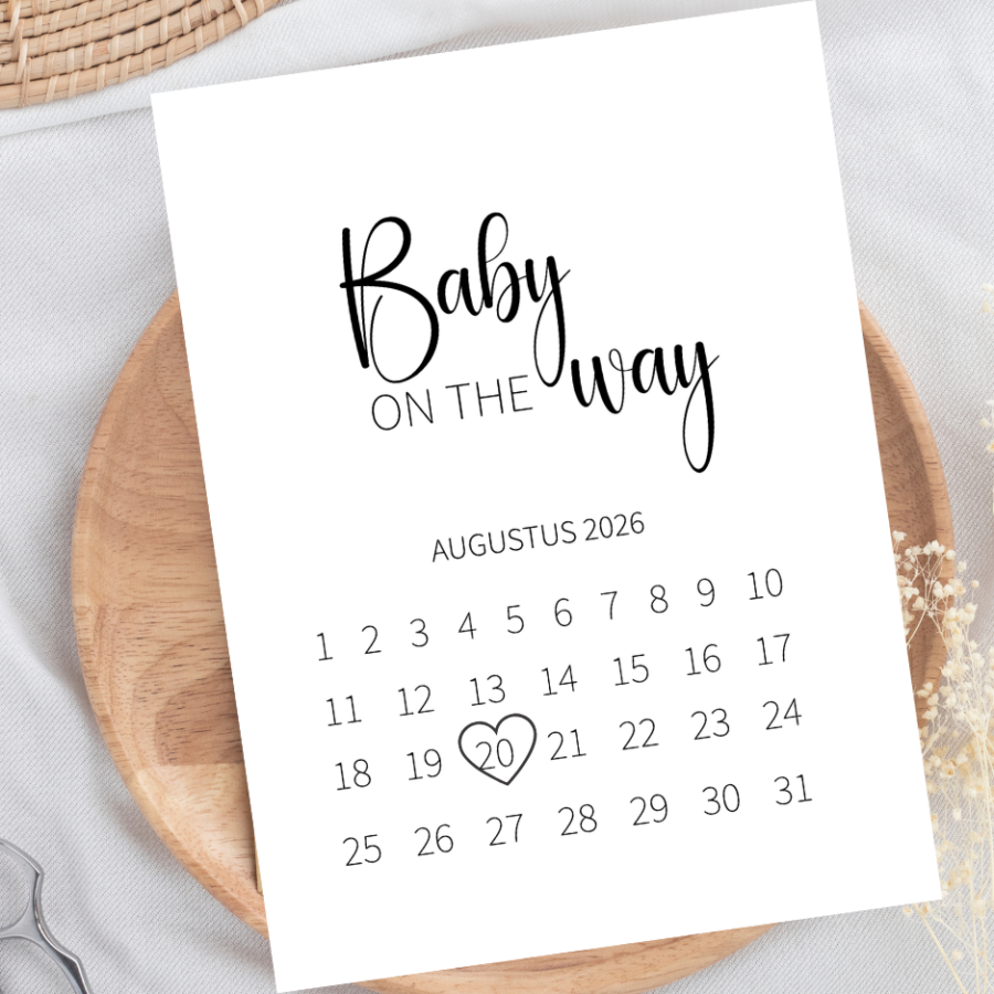 Aankondiging zwangerschap met kalender | augustus 2026