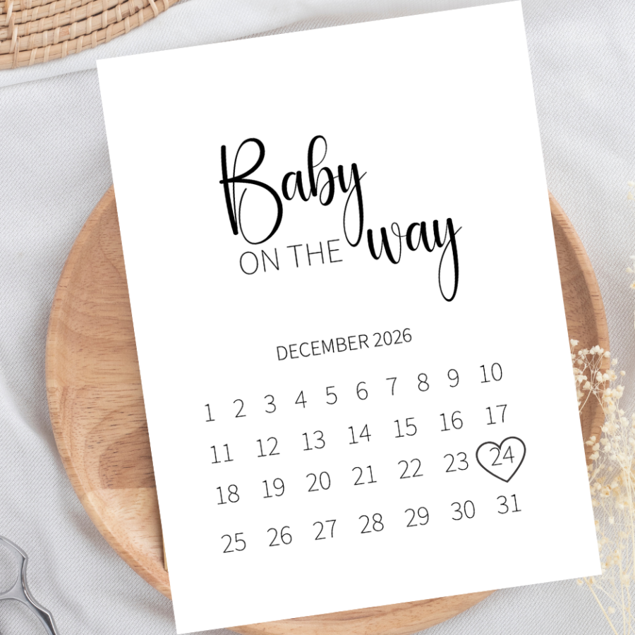 Aankondiging zwangerschap met kalender | december 2026