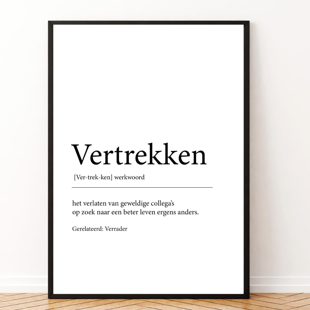 Betekenis vertrekken poster koestert