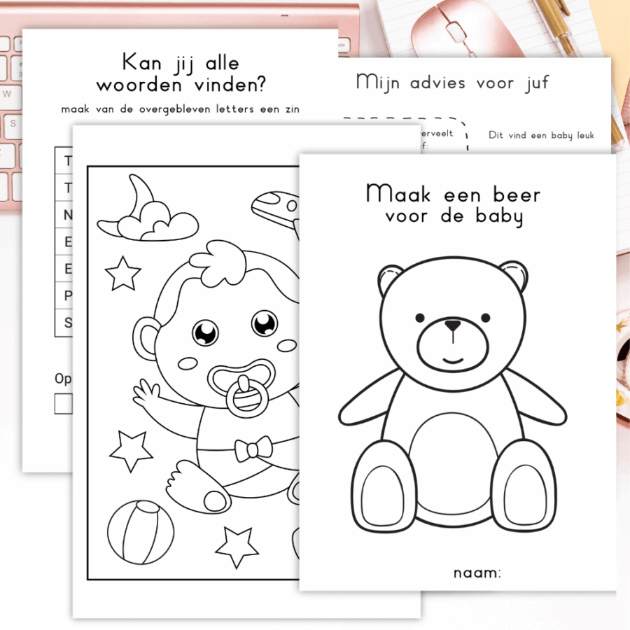 Babyshower juf printable spellen koestert