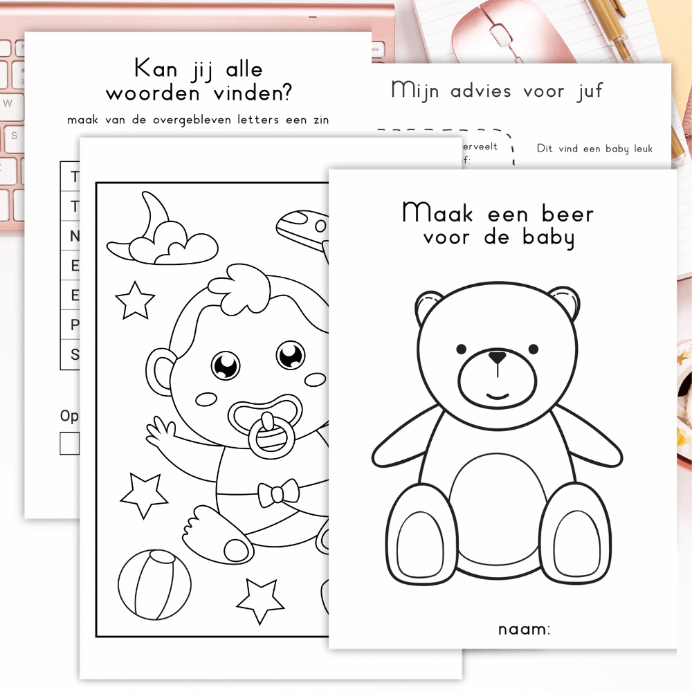 Babyshower juf printable spellen koestert