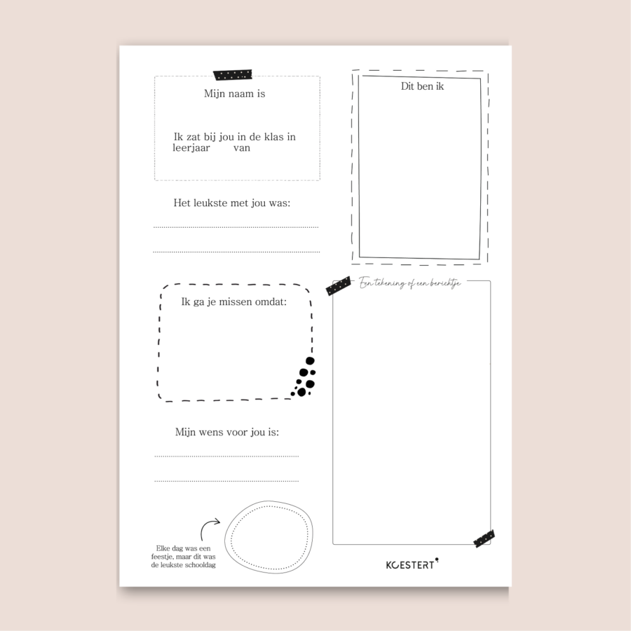 Printable afscheid leerling invulboekje belgie