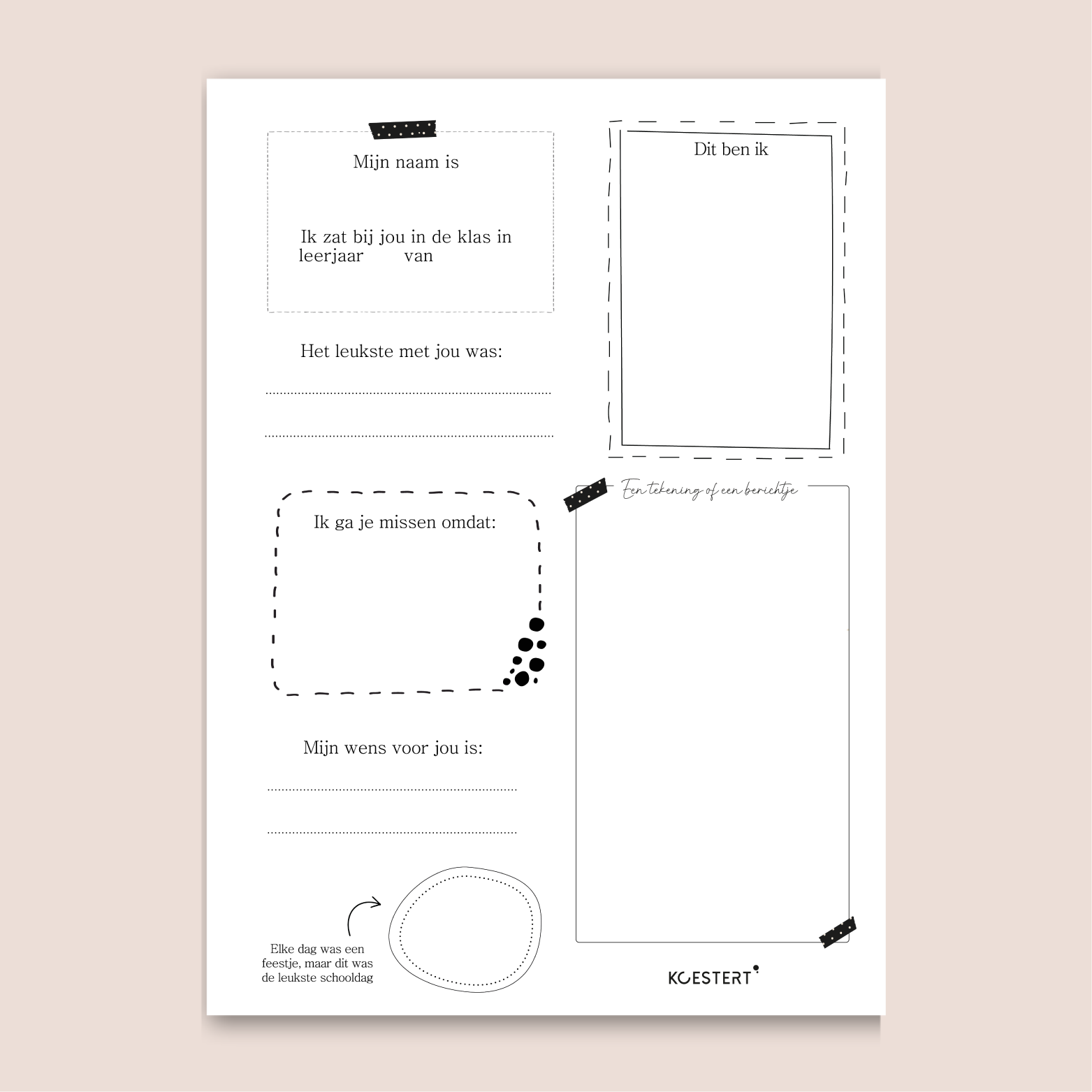 Printable afscheid leerling invulboekje belgie