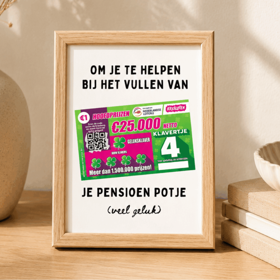 Pensioenpotje printable voor kraslot