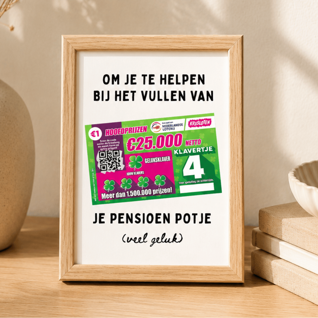 Pensioenpotje printable voor kraslot